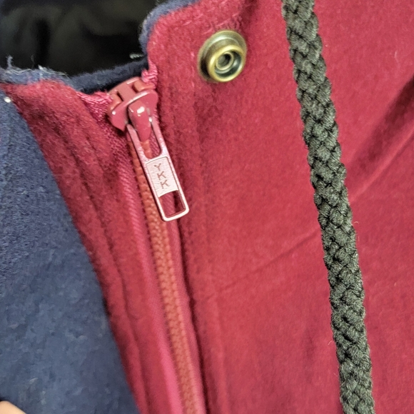 Vintage International Scene Burgundy Felt Wool Full Zip Coat Women's Size XL - Picture 15 of 16
